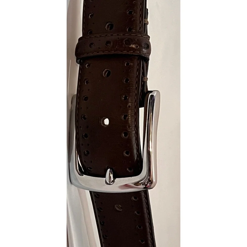 Cole Haan Men's Belt Size 42 Brown Silver Buckle Never‎ Worn No Tags